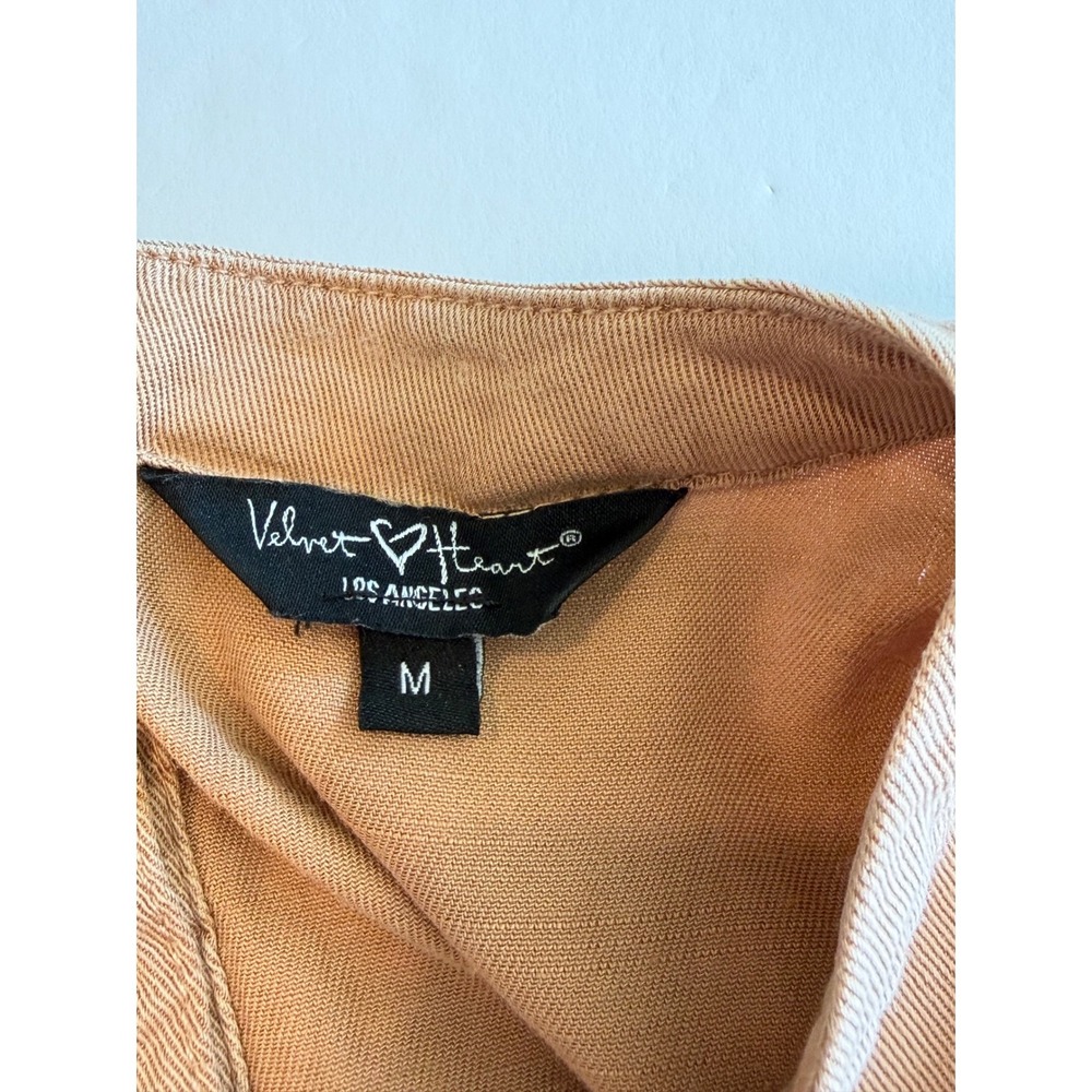 Velvet Heart Los Angeles Tan Tencel Linen Button Back Blouse Top Medium - Picture 6 of 6